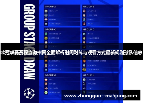 欧冠联赛赛程查询指南全面解析时间对阵与观看方式最新规则球队信息